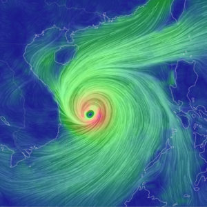 Forecast of typhoon MOLAVE with super destruction capacity